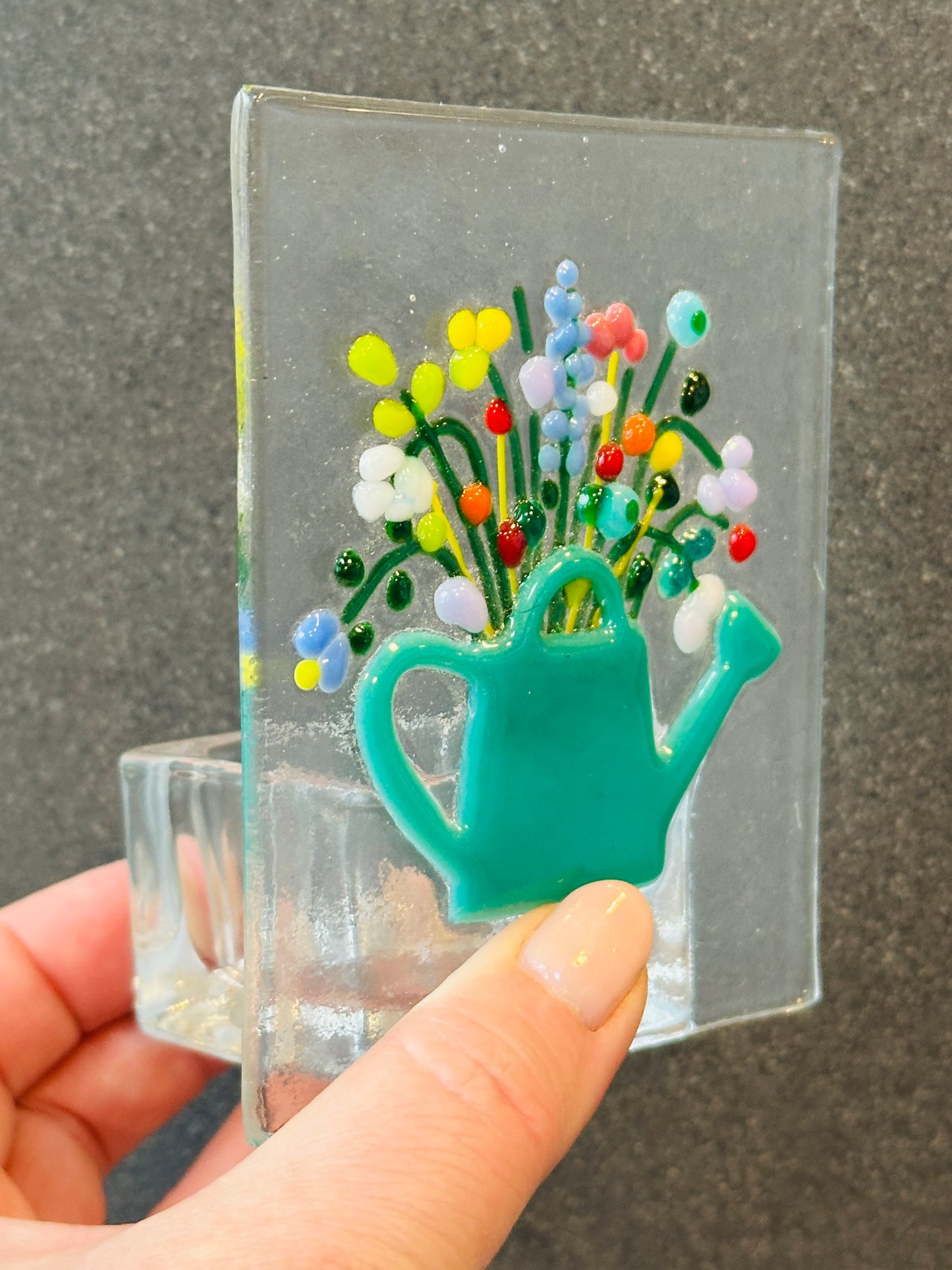 Vintage bloom teal tealight holder