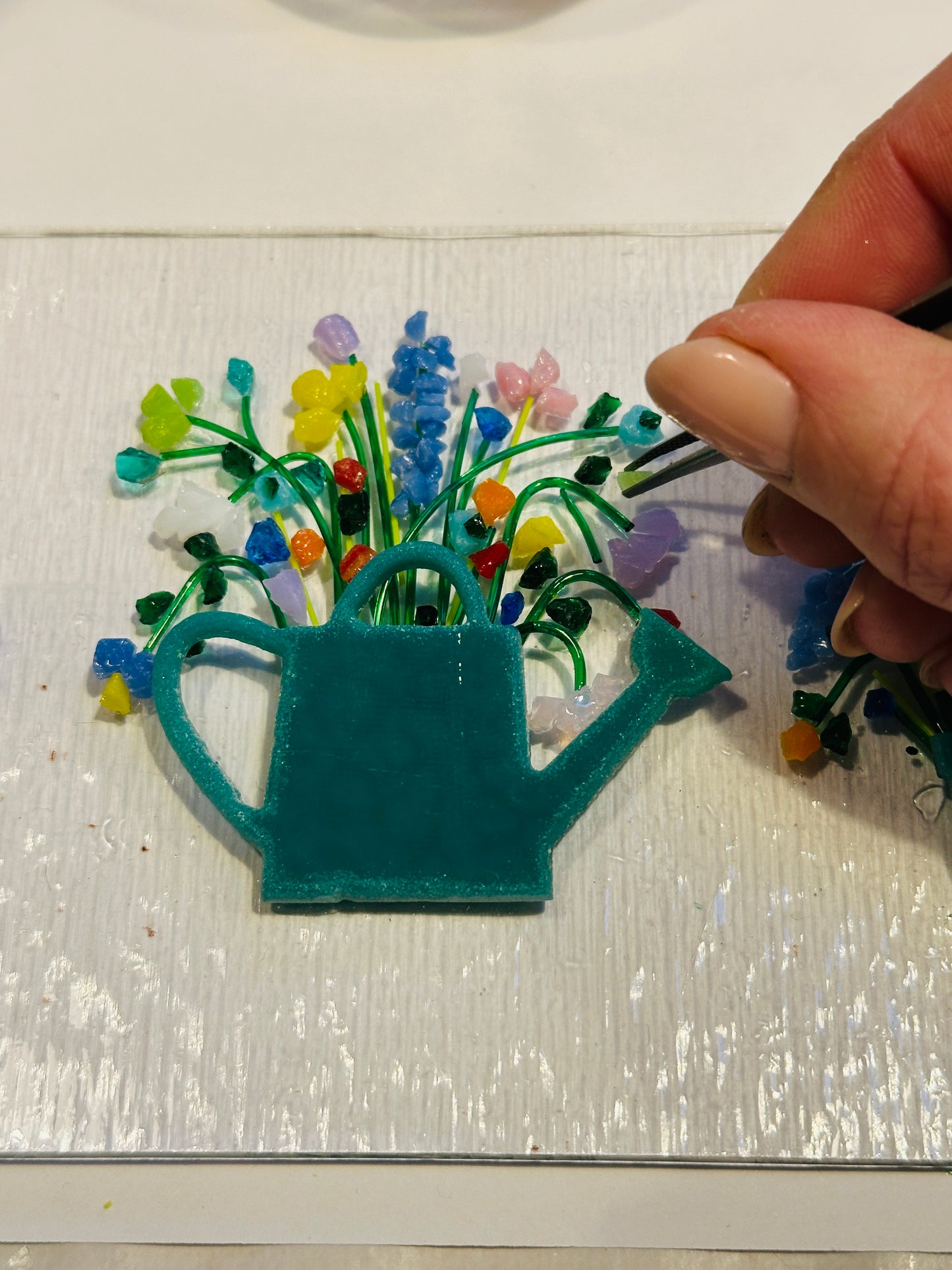 Vintage bloom teal tealight holder