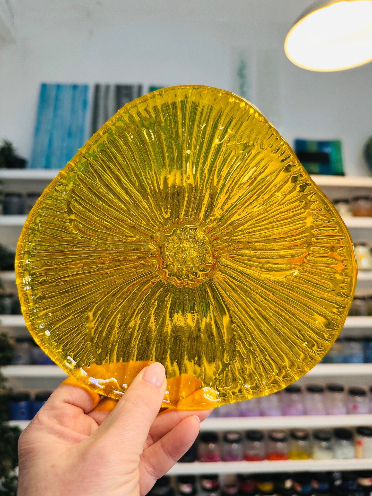 SALE Sunshine Yellow Fused Glass Dish