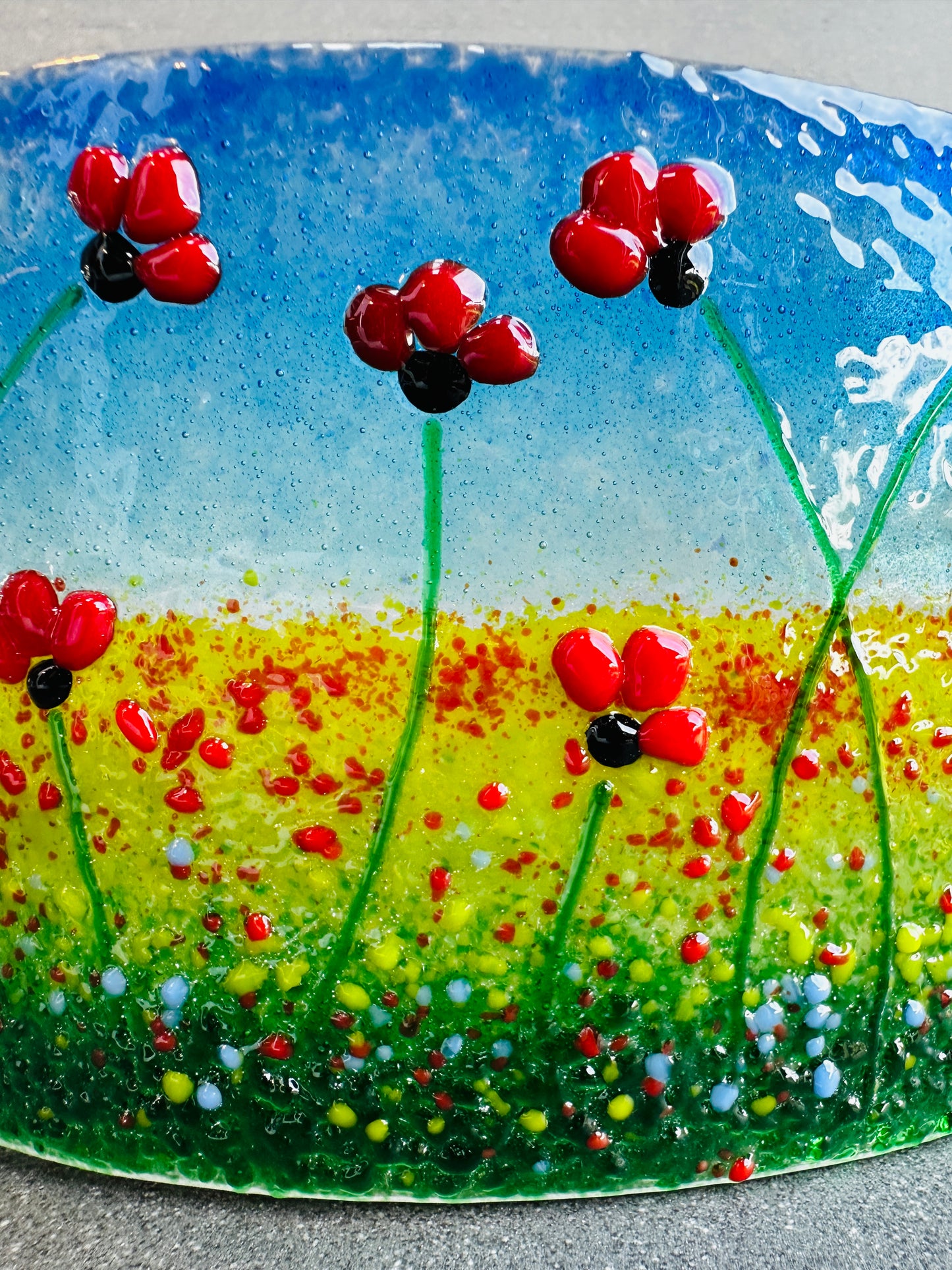 Fused Glass Poppy Heart