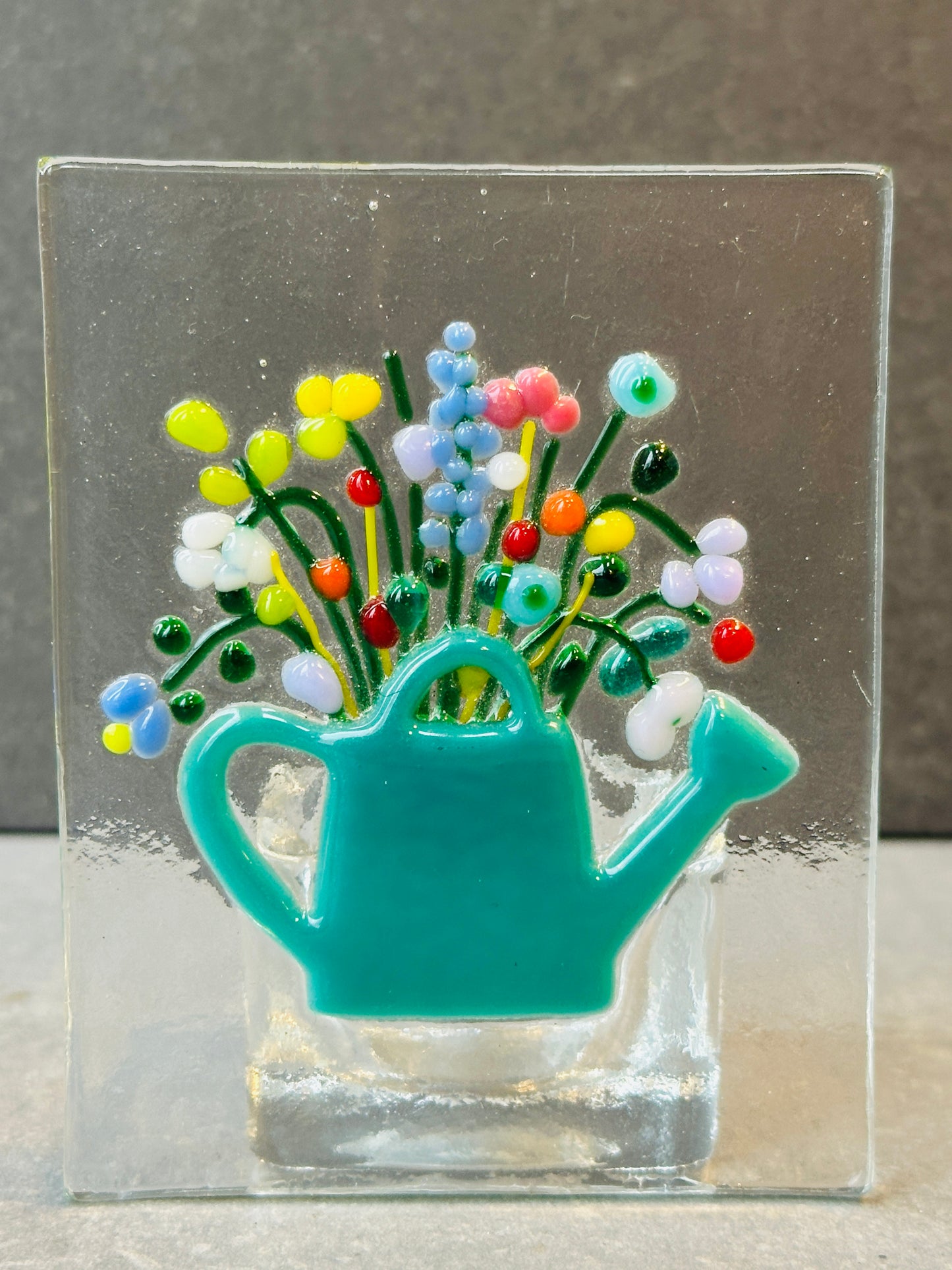 Vintage bloom teal tealight holder