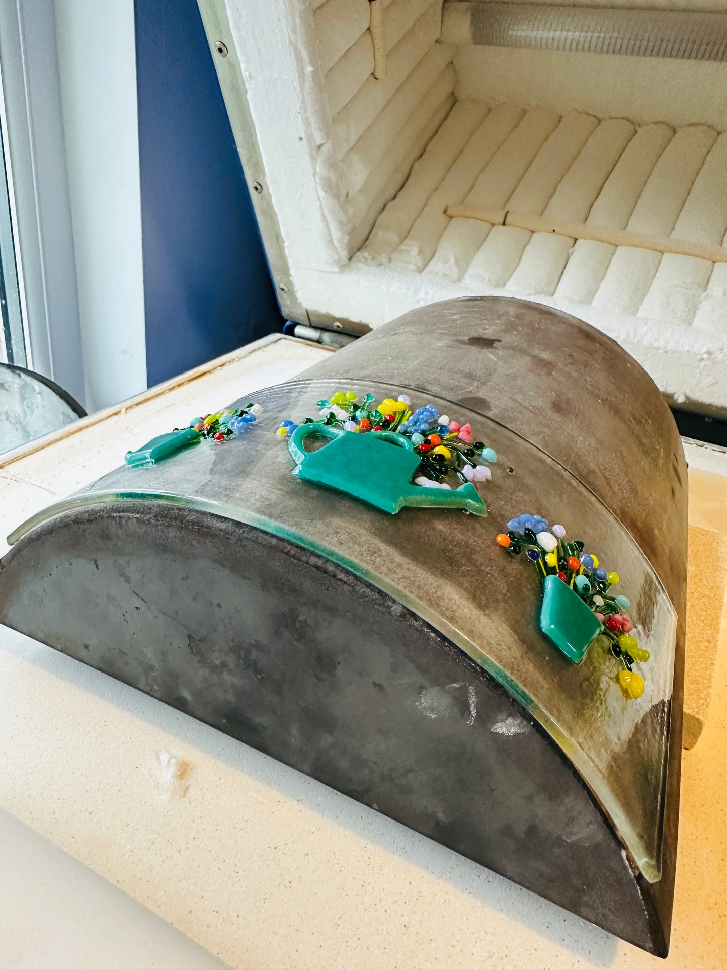 Vintage Bloom - Fused Glass Curve