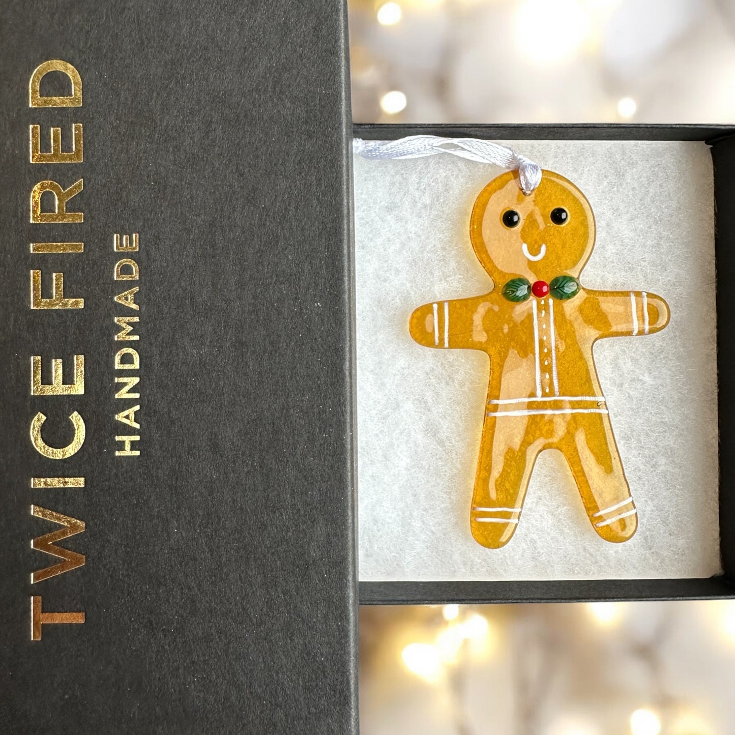 Gingerbread ladies/men Christmas fused glass decoration.