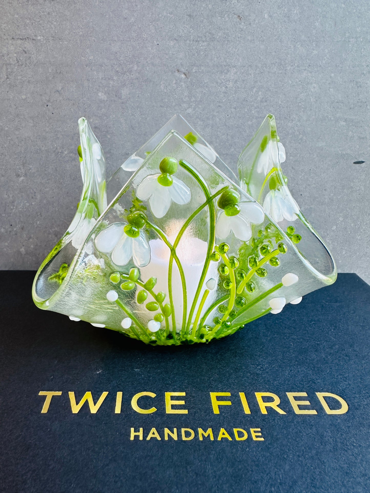 Fused Glass Snowdrop Candle/Tealight Holder craft kit.