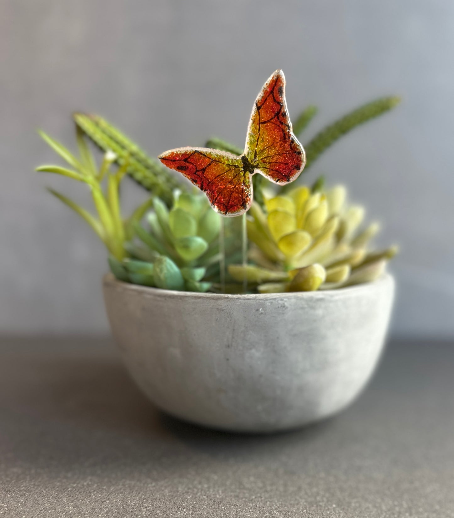 Fused Glass red butterfly Hanger/Plant Stake