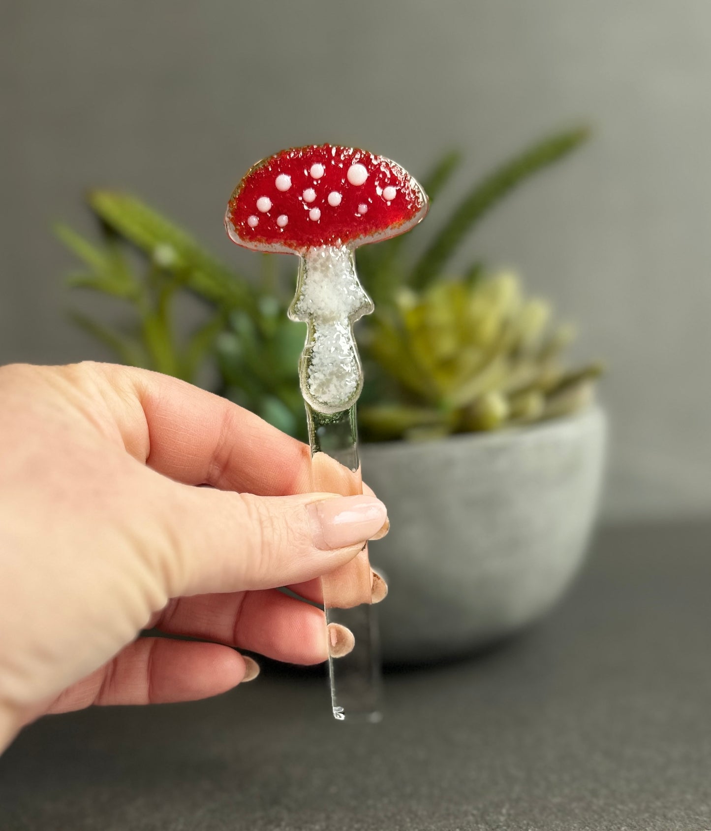 Fused Glass Mushroom Hanger/Plant Stake
