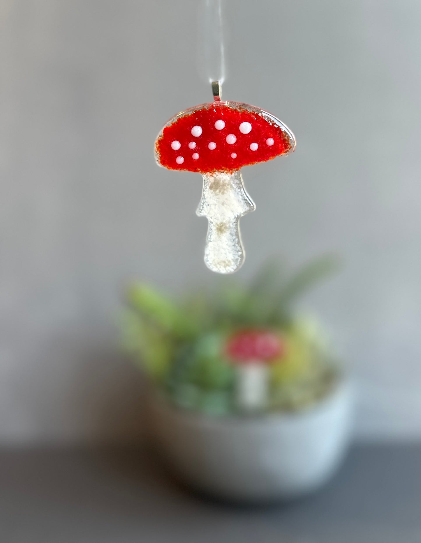 Fused Glass Mushroom Hanger/Plant Stake