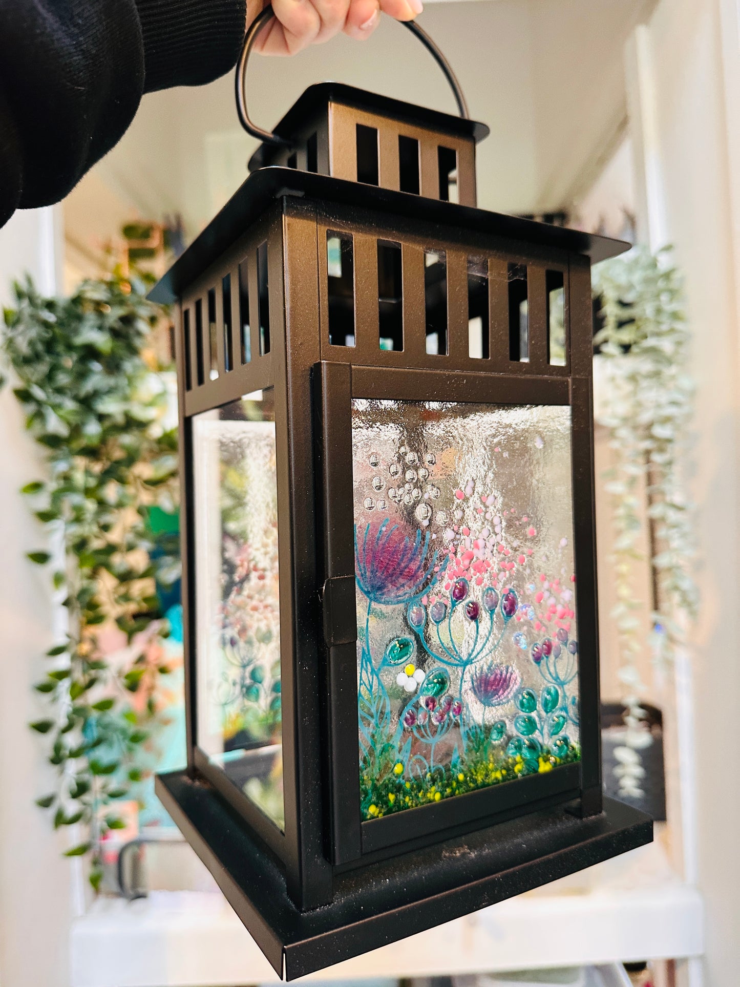 SALE Pink Summer Meadow double sided lantern