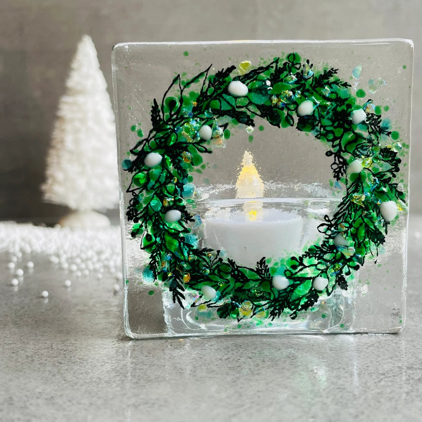 Christmas Garland Tea Light - White Berry