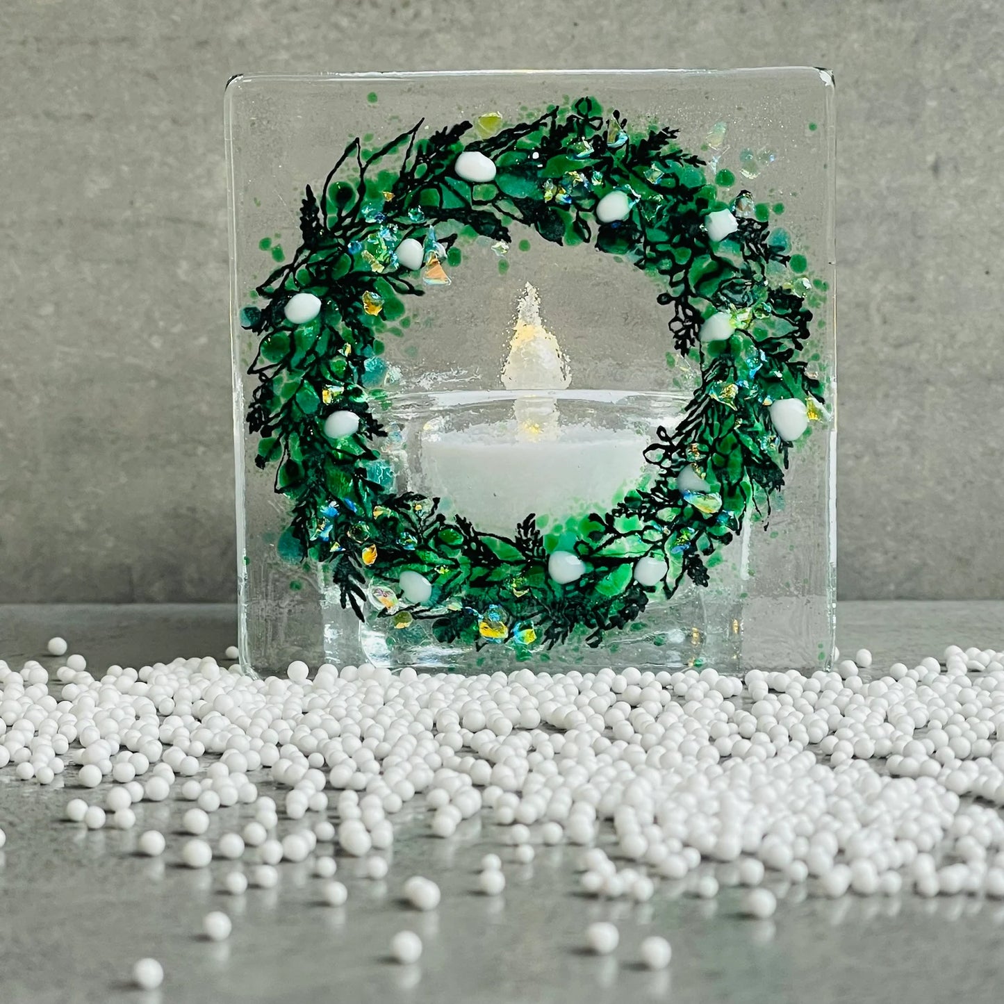 Christmas Garland Tea Light - White Berry
