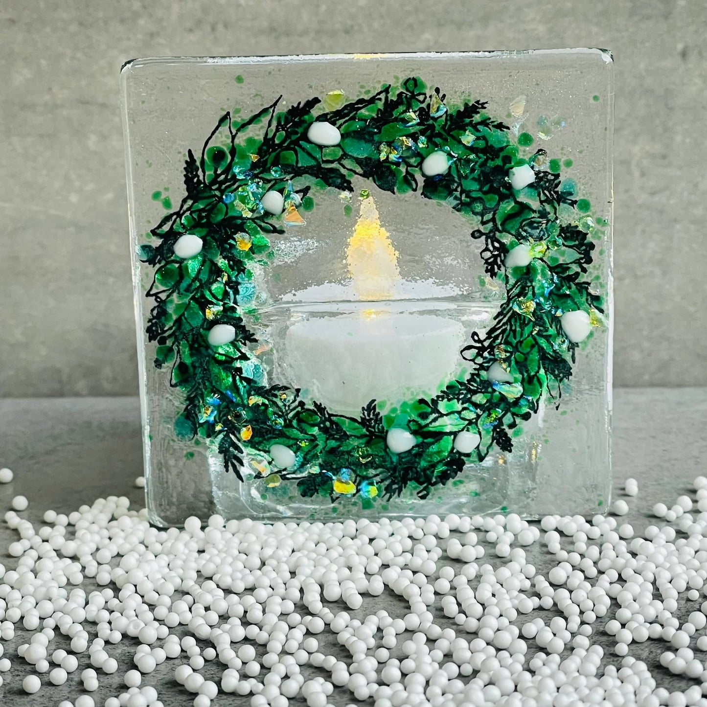 Christmas Garland Tea Light - White Berry