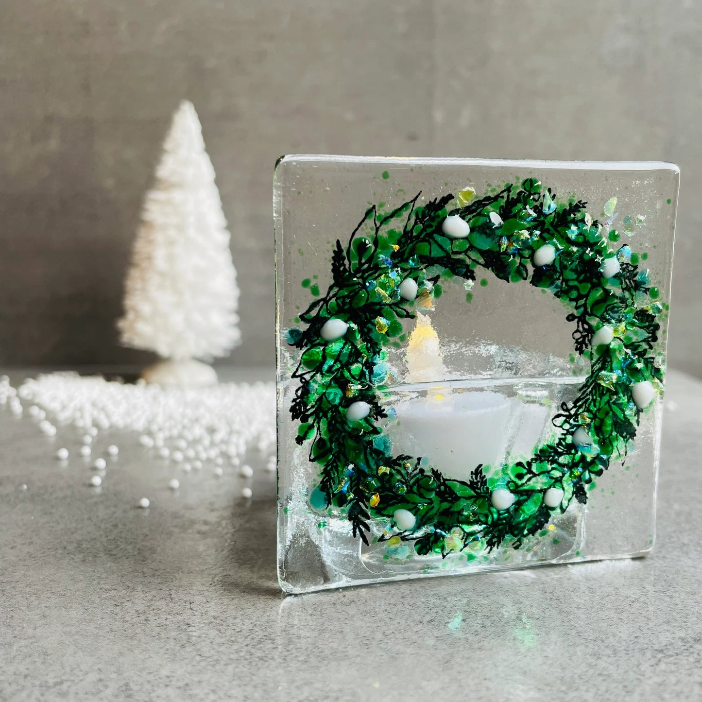 Christmas Garland Tea Light - White Berry
