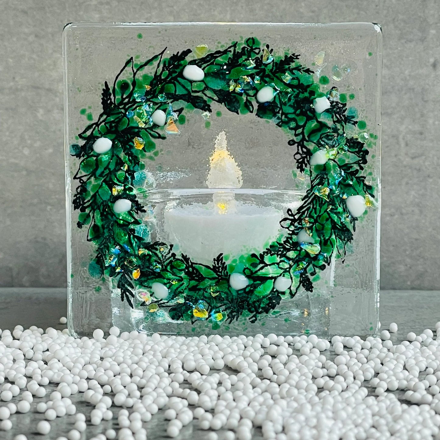 Christmas Garland Tea Light - White Berry