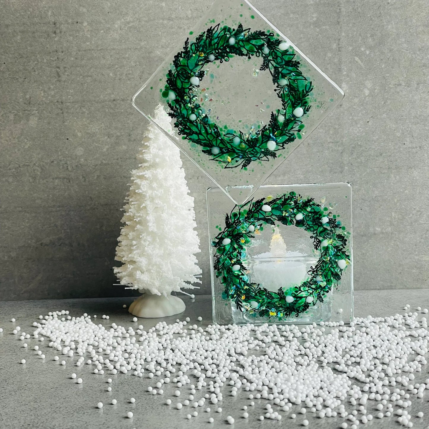 Christmas Garland Tea Light - White Berry