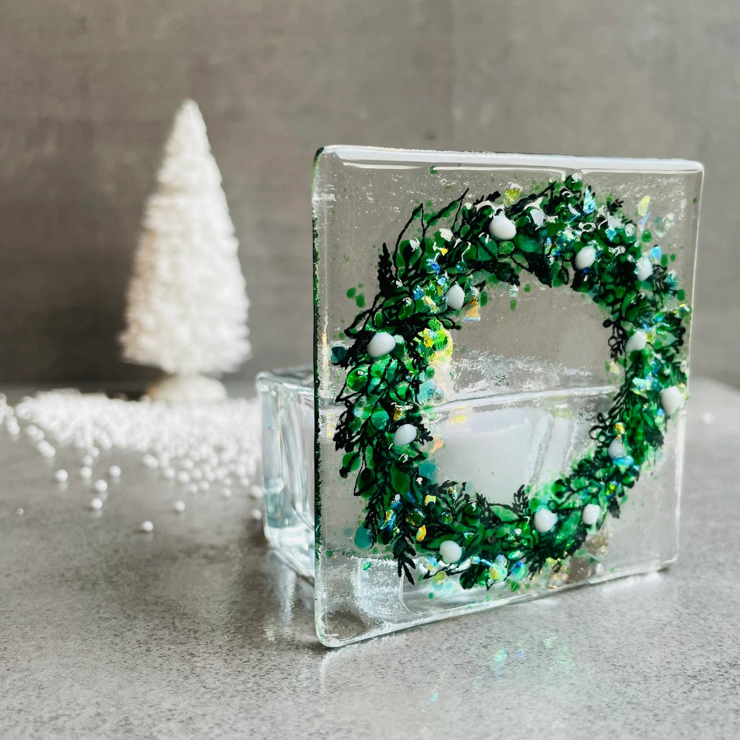 Christmas Garland Tea Light - White Berry