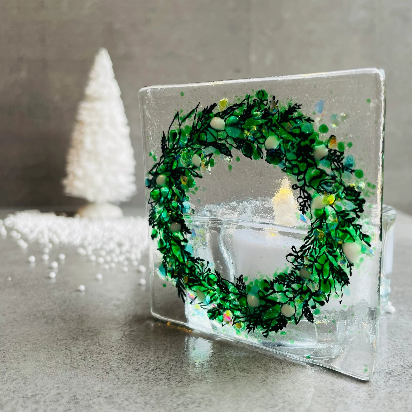 Christmas Garland Tea Light - White Berry