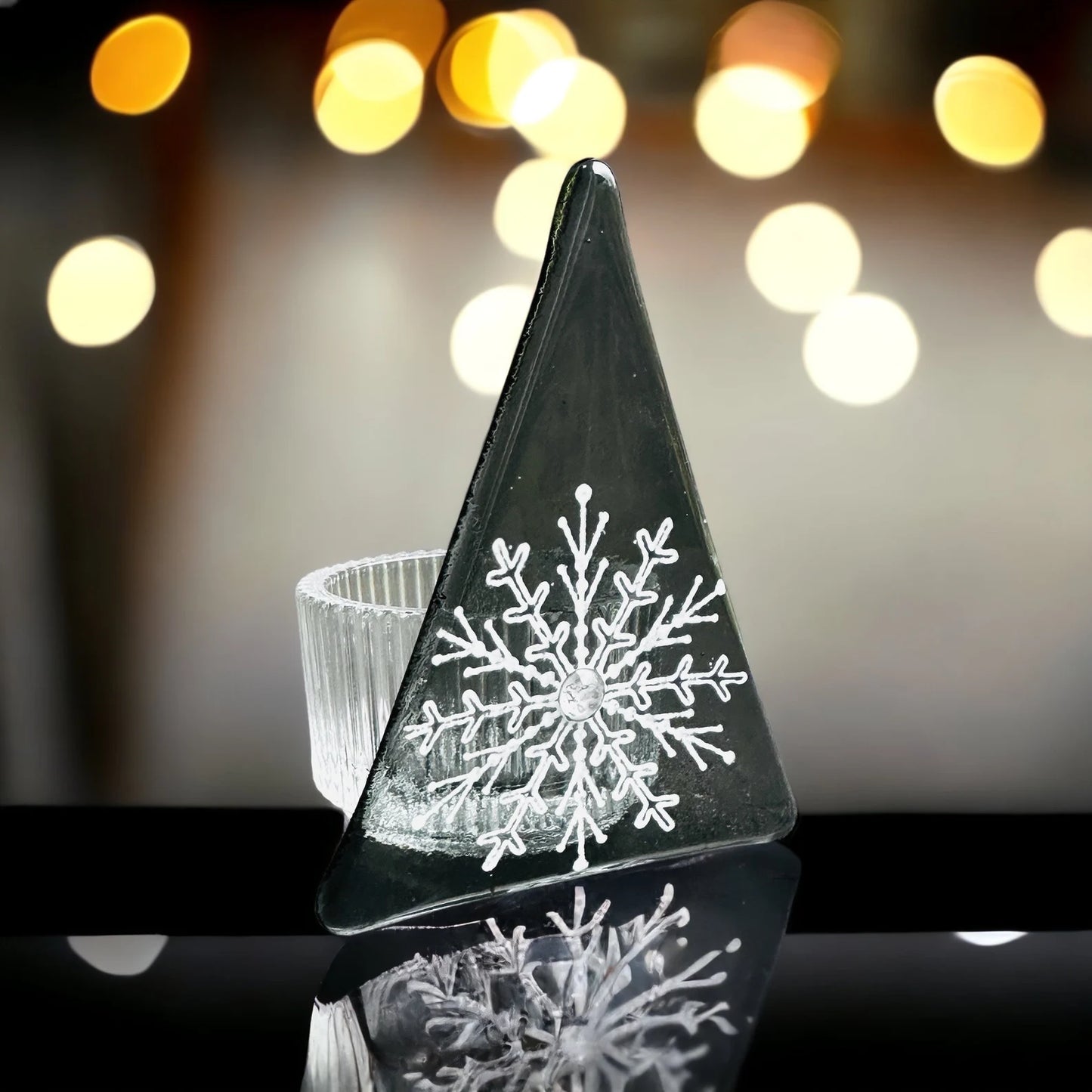 Christmas Tree Tea Light - Large Motif Grey
