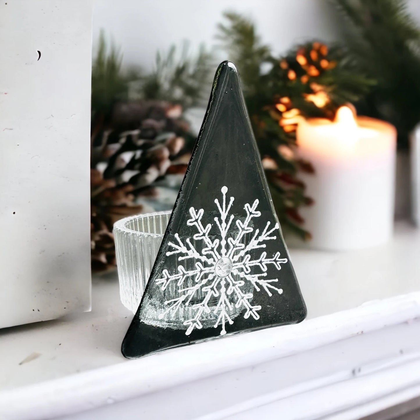 Christmas Tree Tea Light - Large Motif Grey