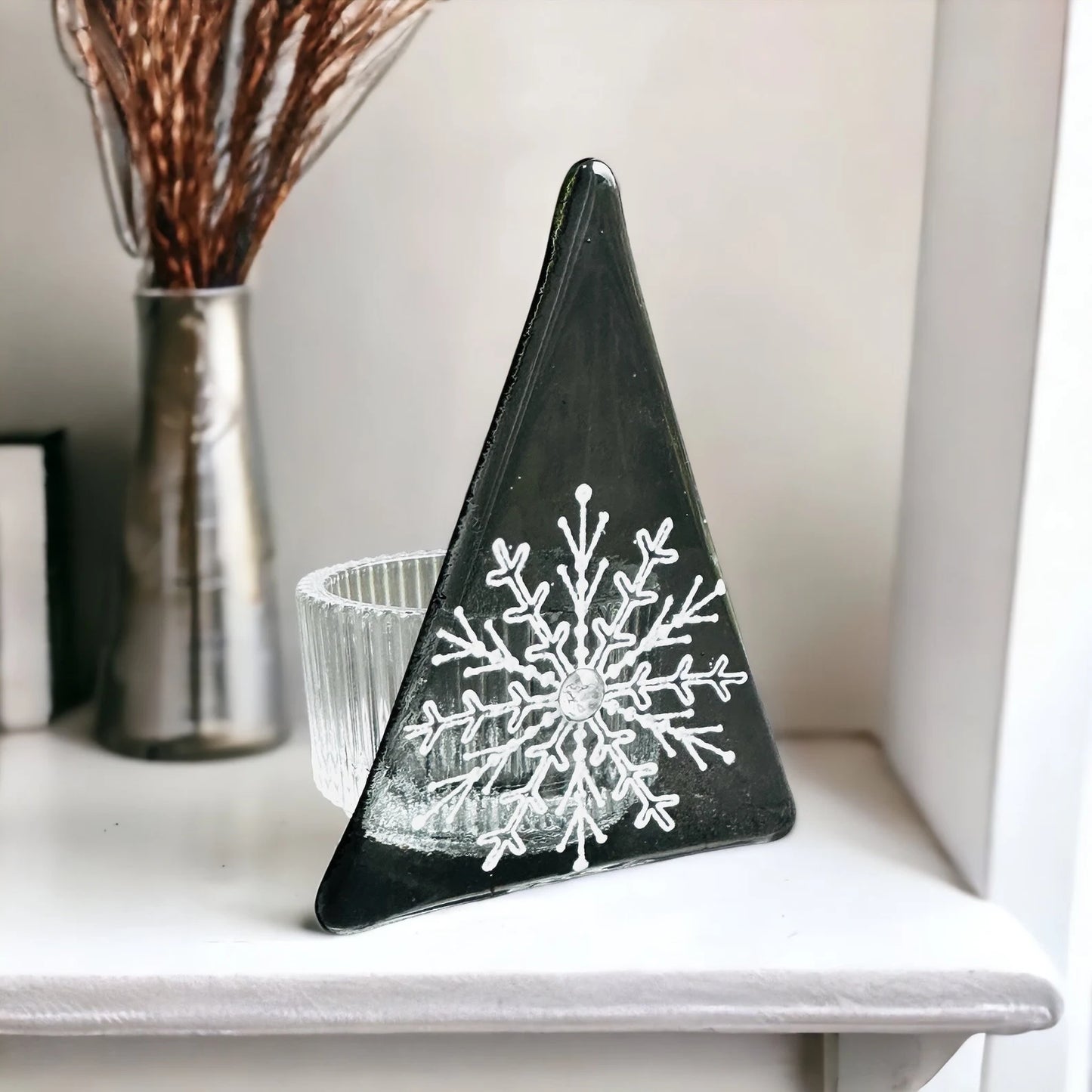Christmas Tree Tea Light - Large Motif Grey