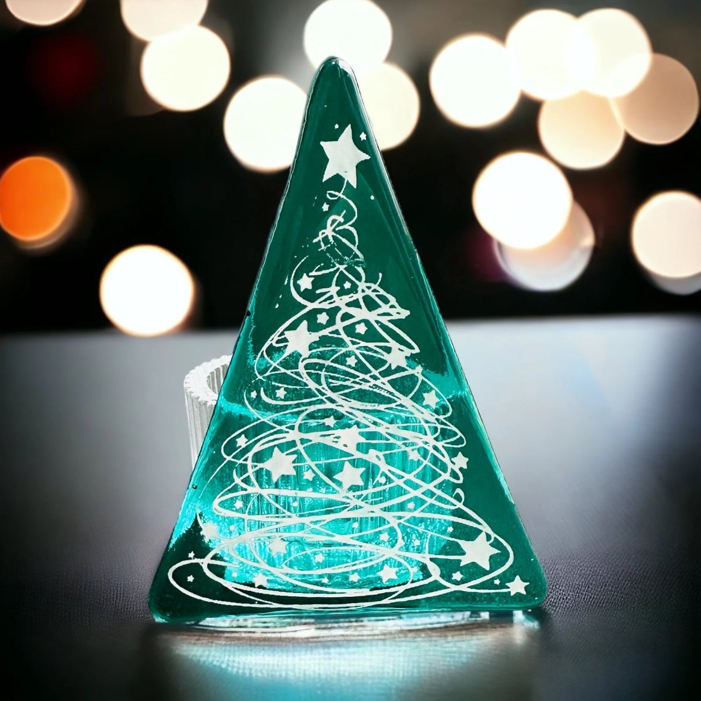 Christmas Tree Tea Light - Tinsel Green
