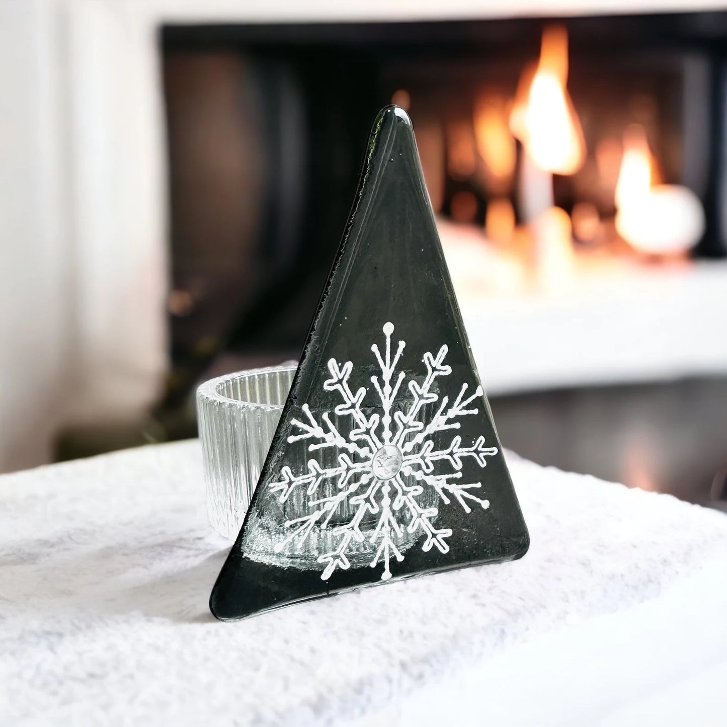 Christmas Tree Tea Light - Large Motif Grey