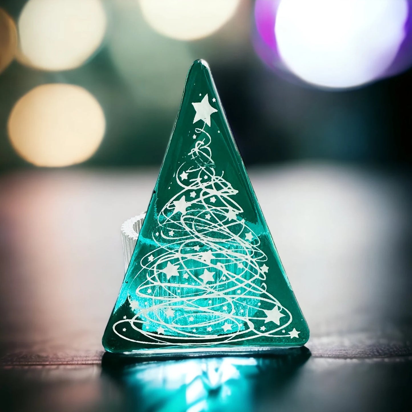 Christmas Tree Tea Light - Tinsel Green