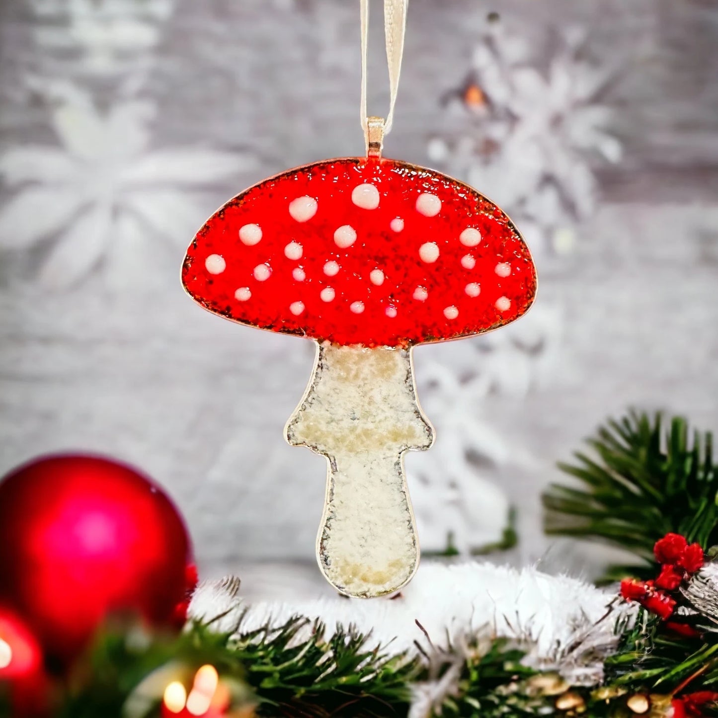 Christmas Decoration - Fused Glass Mushroom
