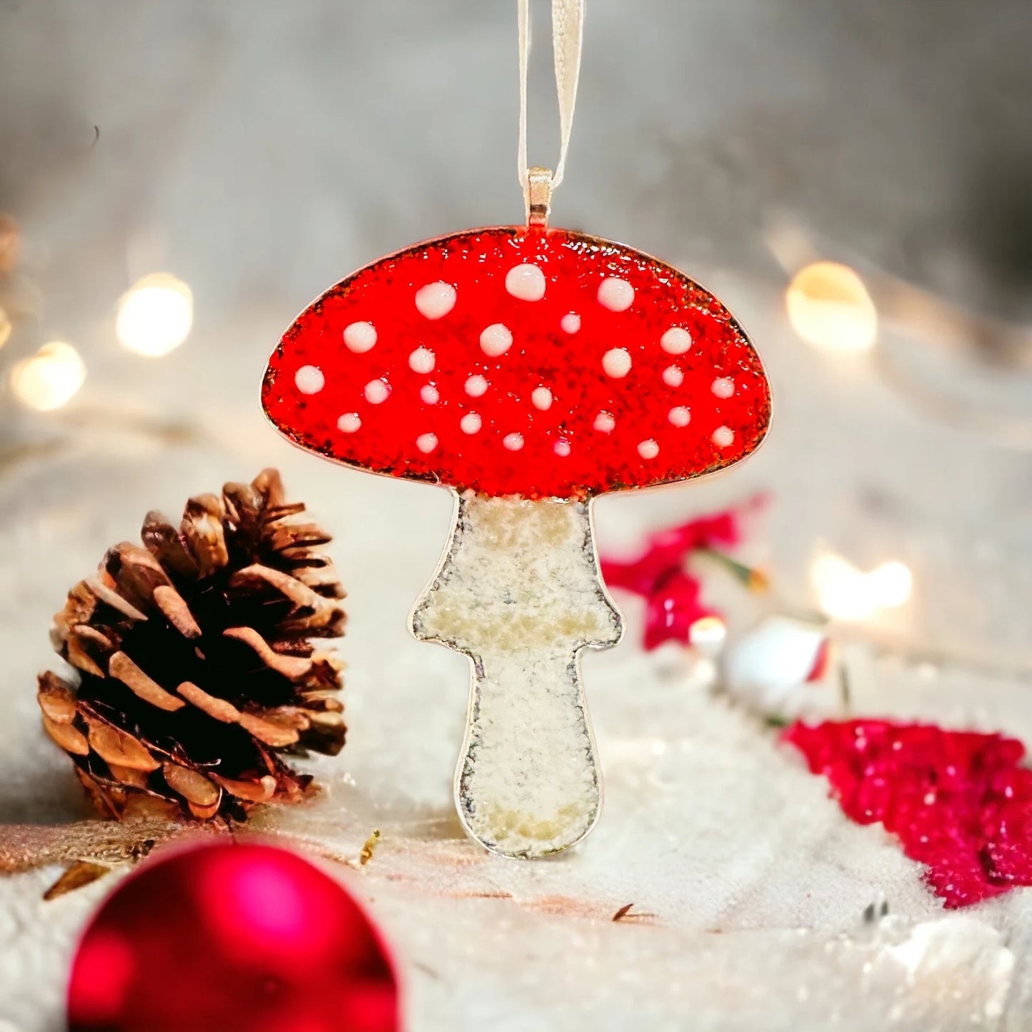 Christmas Decoration - Fused Glass Mushroom