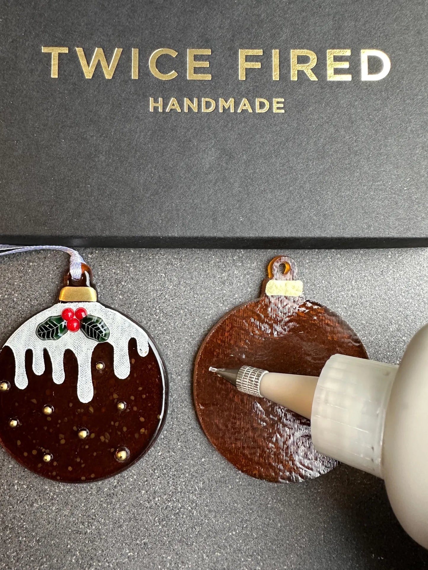 Christmas Pudding decoration, Handmade Fused Glass