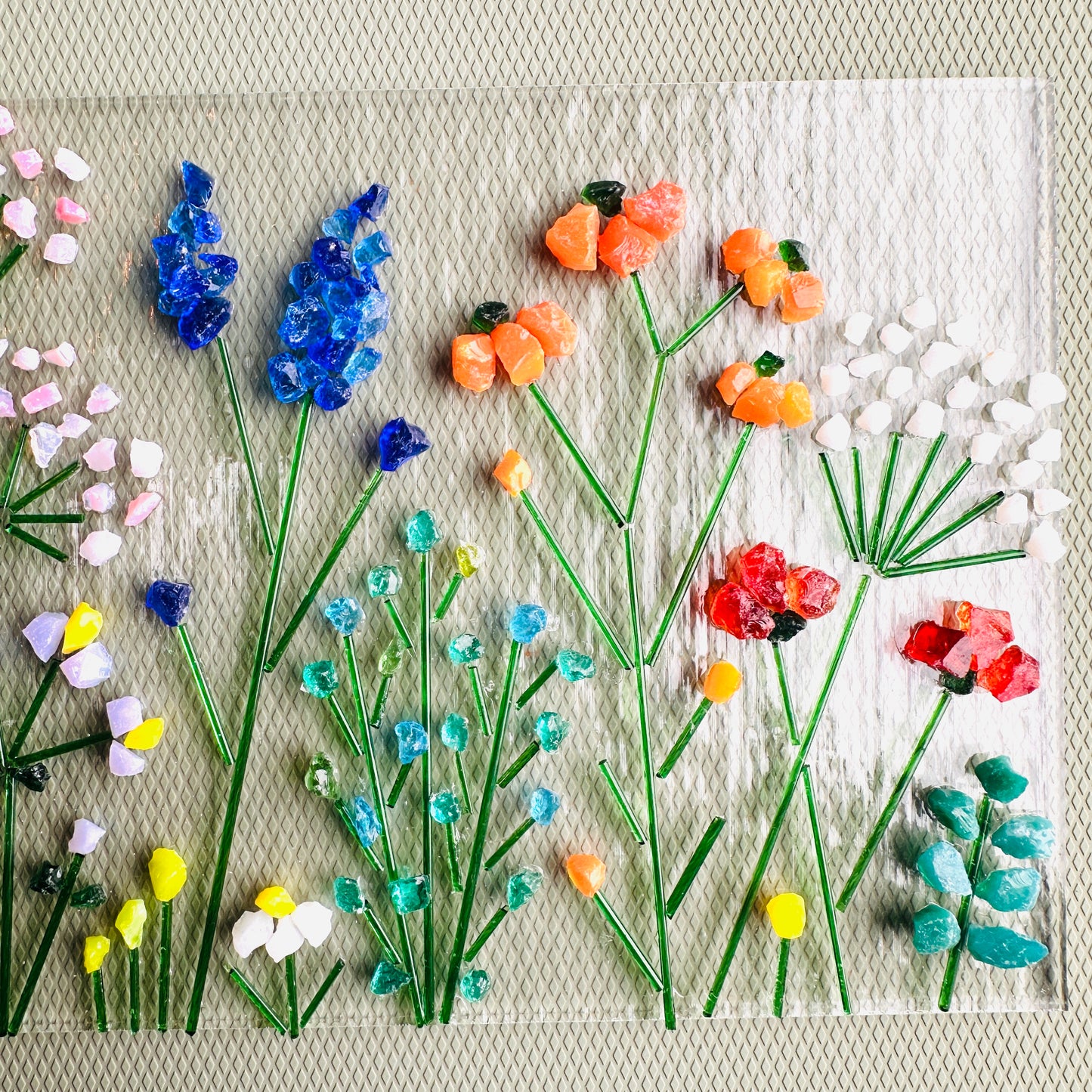 Fused glass spring  floral curve kit