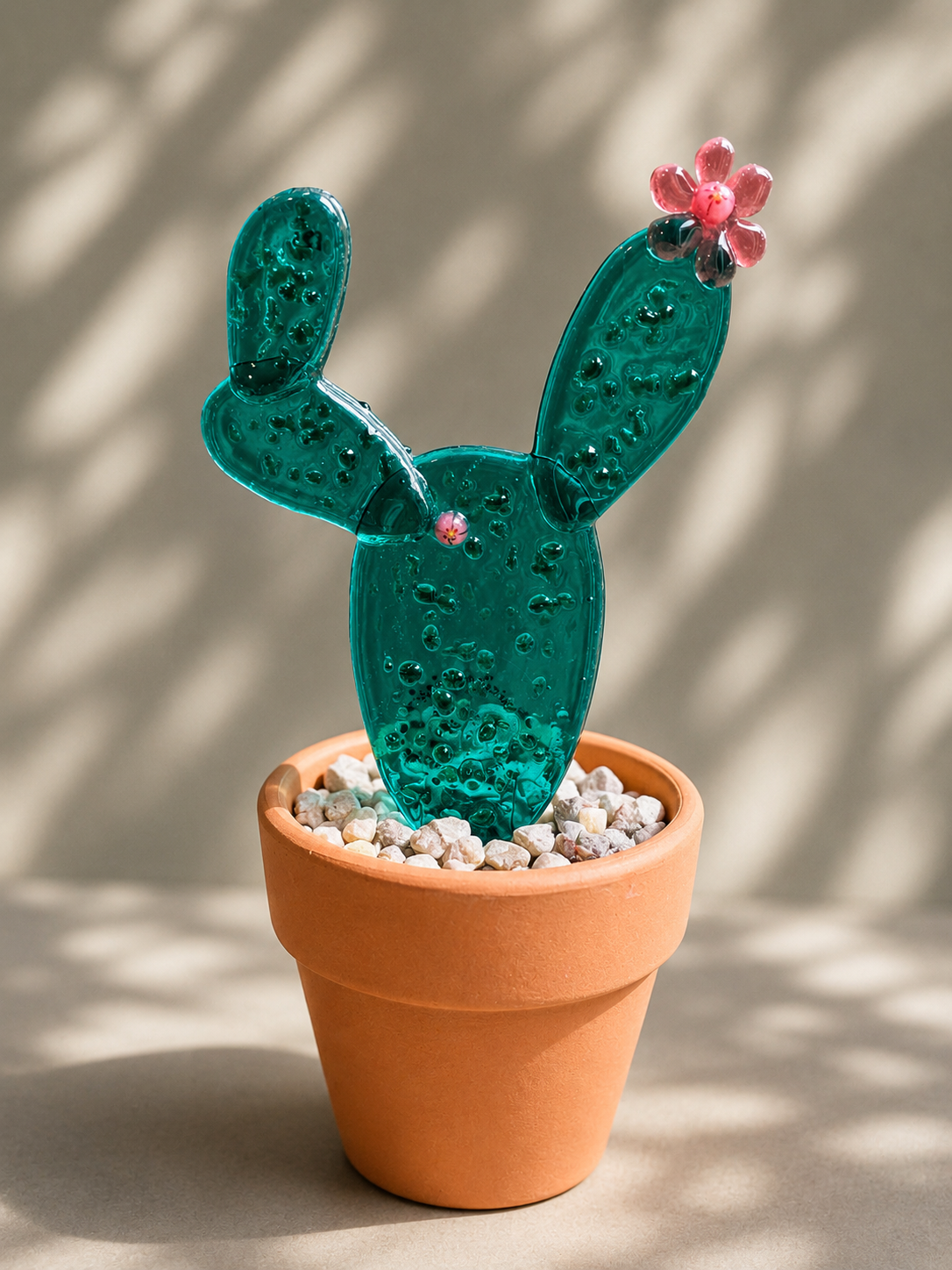 Prickly Pear Glass Cactus | Handmade Fused Glass Gift in Terracotta Pot