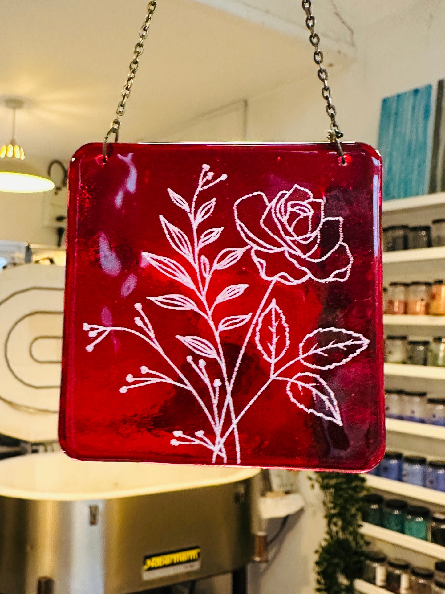 SALE Birth Flower fused glass Suncatcher, Daisy, Rose, Violet, Daffodil, Cosmos, Poppy, Chrysanthemum, Bluebell, Holly.