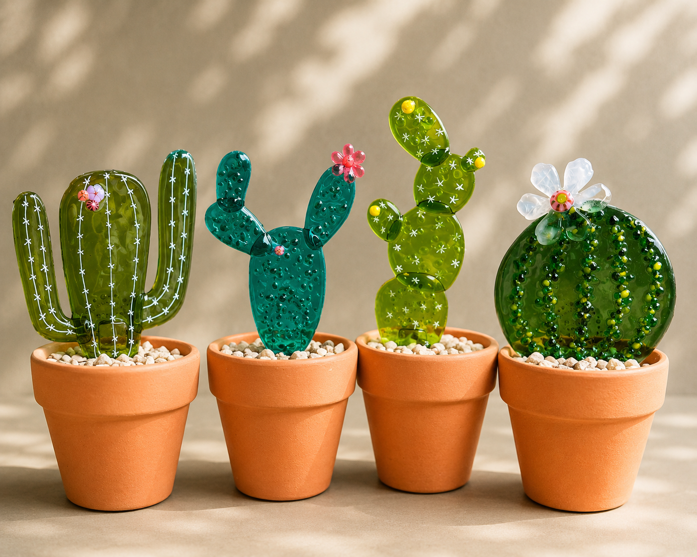 Saguaro Glass Cactus in Terracotta Pot | Handmade Fused Glass Gift