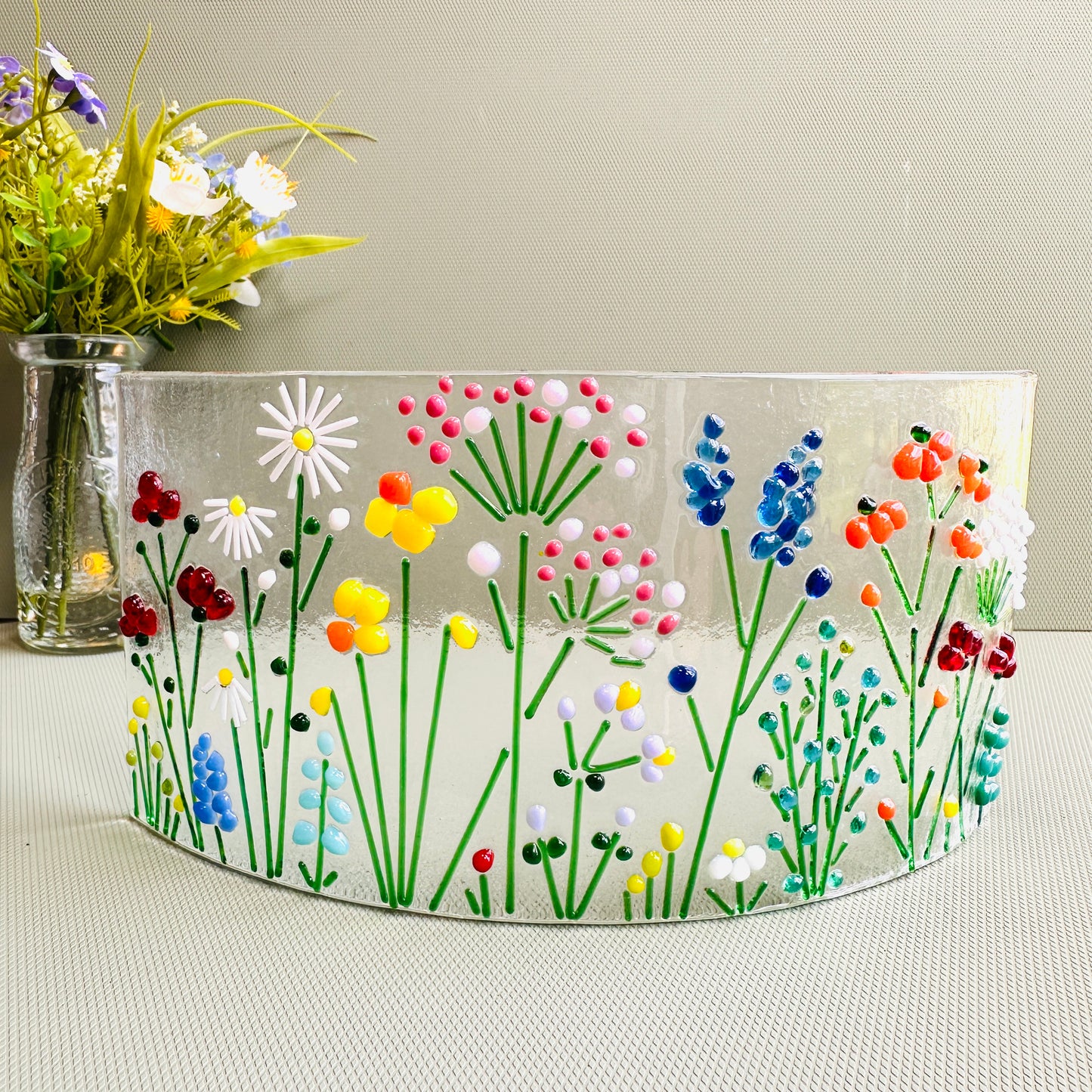 Fused glass spring  floral curve kit
