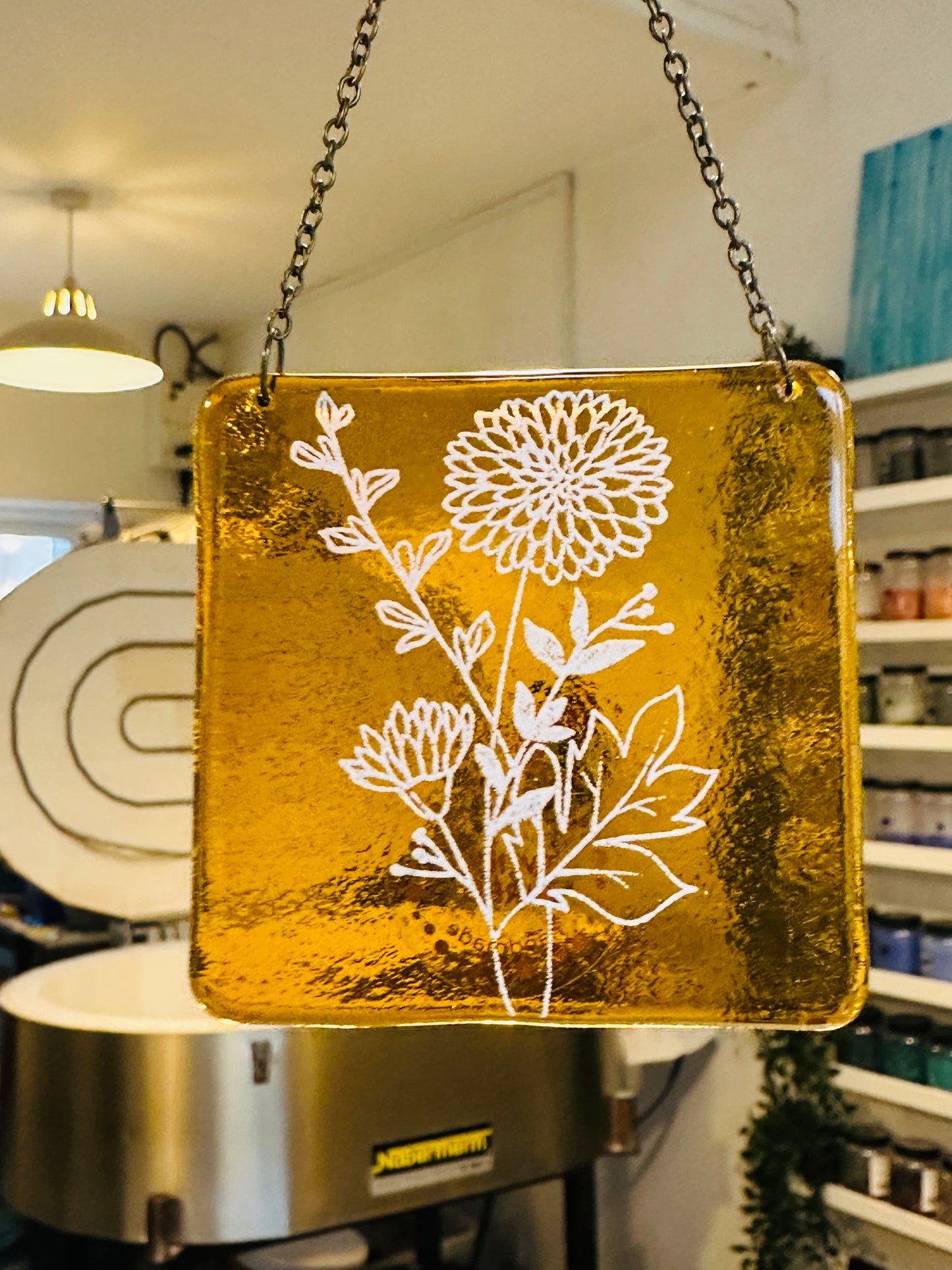 SALE Birth Flower fused glass Suncatcher, Daisy, Rose, Violet, Daffodil, Cosmos, Poppy, Chrysanthemum, Bluebell, Holly.