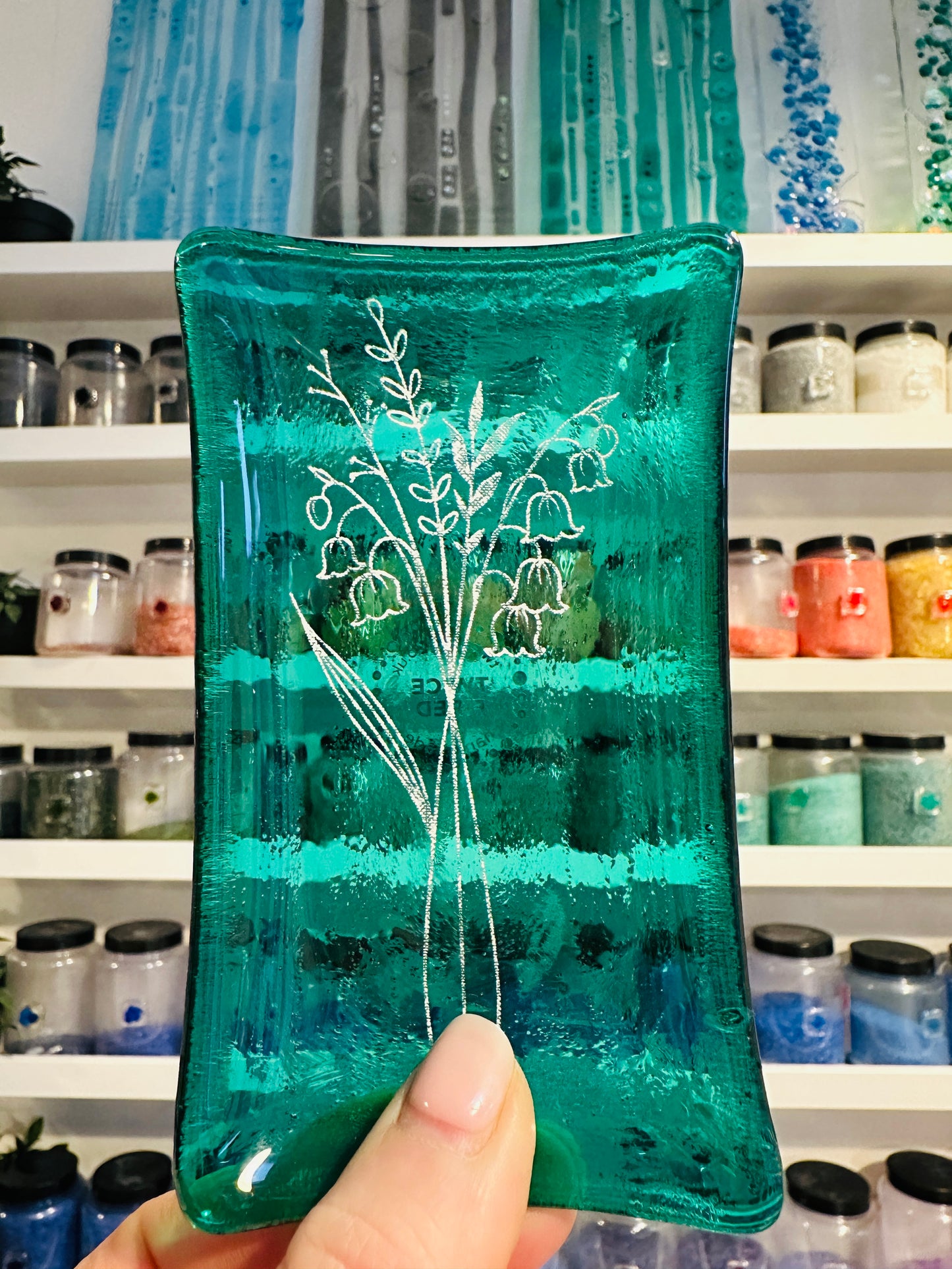 SALE Birth Flower fused glass dish, Daisy, Rose, Violet, Daffodil, Cosmos, Poppy, Chrysanthemum, Bluebell, Holly, Cosmos.