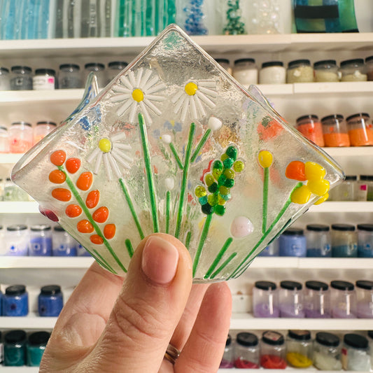 Fused Glass Spring flower Candle/Tea light Holder craft kit.