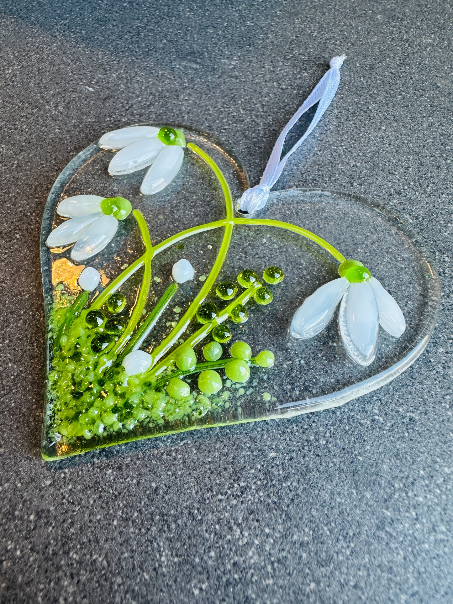 Fused Glass Snowdrop Heart kit. DIY Glass craft - Mothersday
