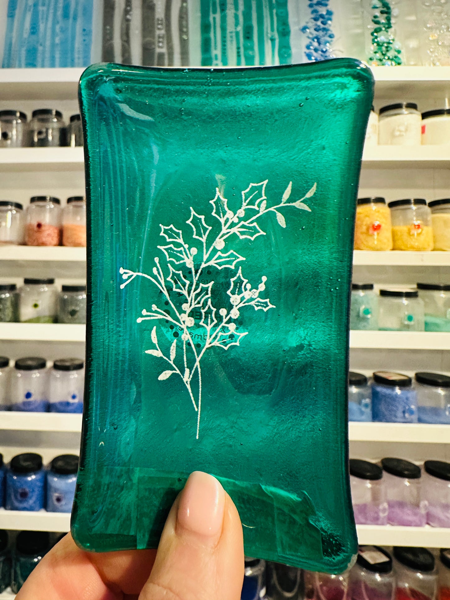 SALE Birth Flower fused glass dish, Daisy, Rose, Violet, Daffodil, Cosmos, Poppy, Chrysanthemum, Bluebell, Holly, Cosmos.