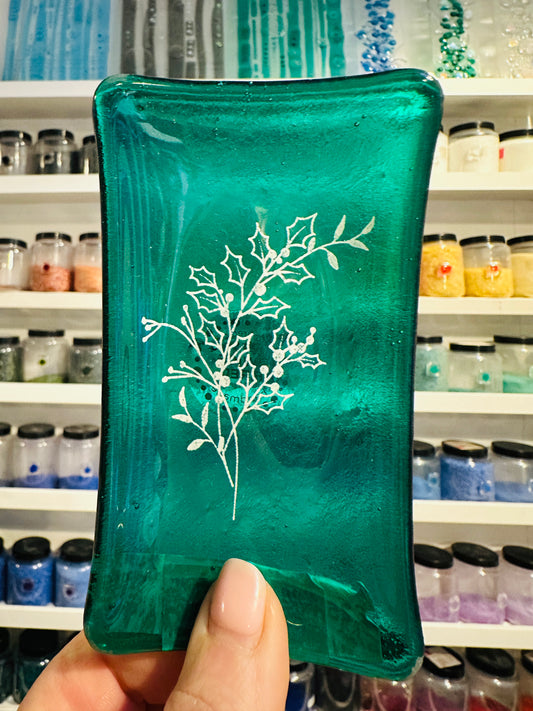 SALE Birth Flower fused glass dish, Daisy, Rose, Violet, Daffodil, Cosmos, Poppy, Chrysanthemum, Bluebell, Holly, Cosmos.