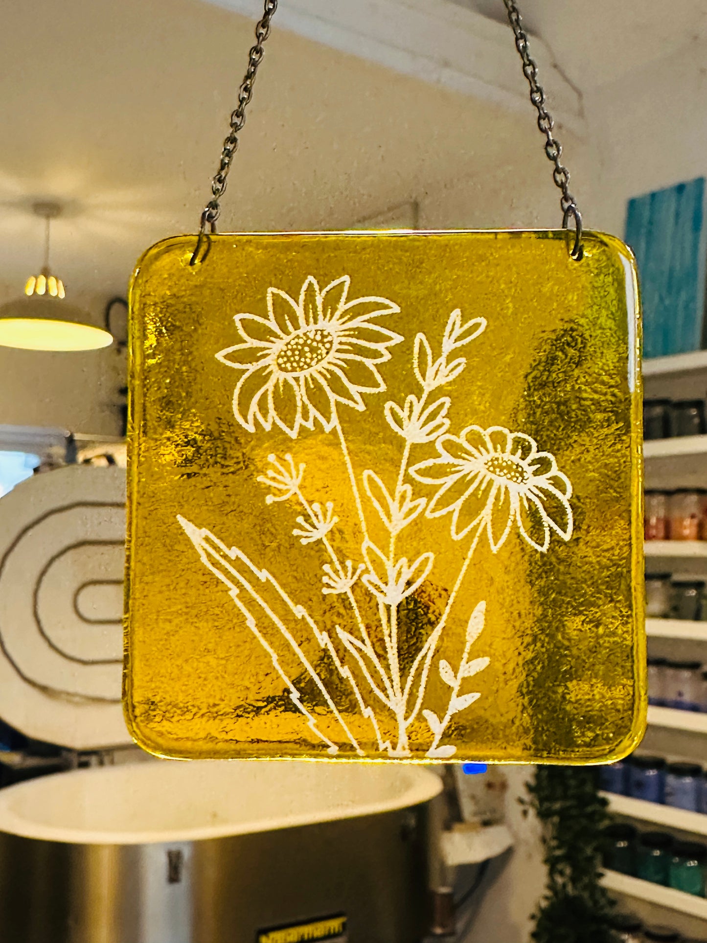 SALE Birth Flower fused glass Suncatcher, Daisy, Rose, Violet, Daffodil, Cosmos, Poppy, Chrysanthemum, Bluebell, Holly.