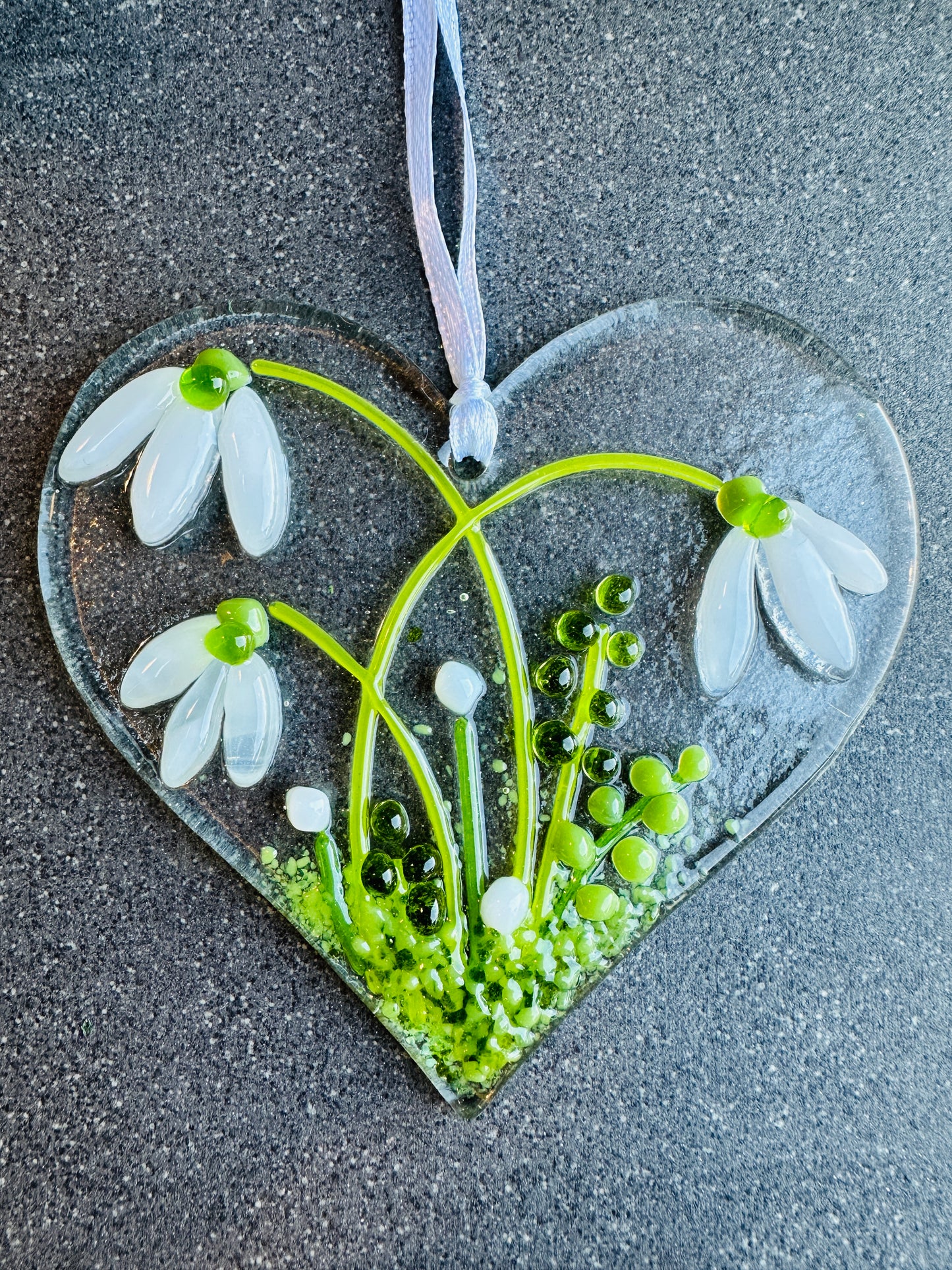 Fused Glass Snowdrop Heart kit. DIY Glass craft - Mothersday