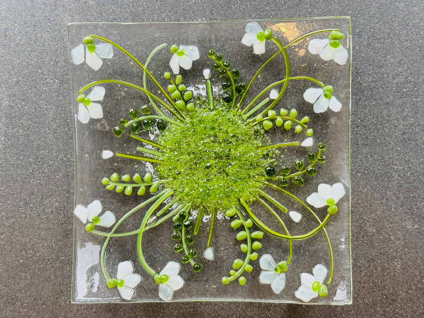 Snowdrop glass large plate