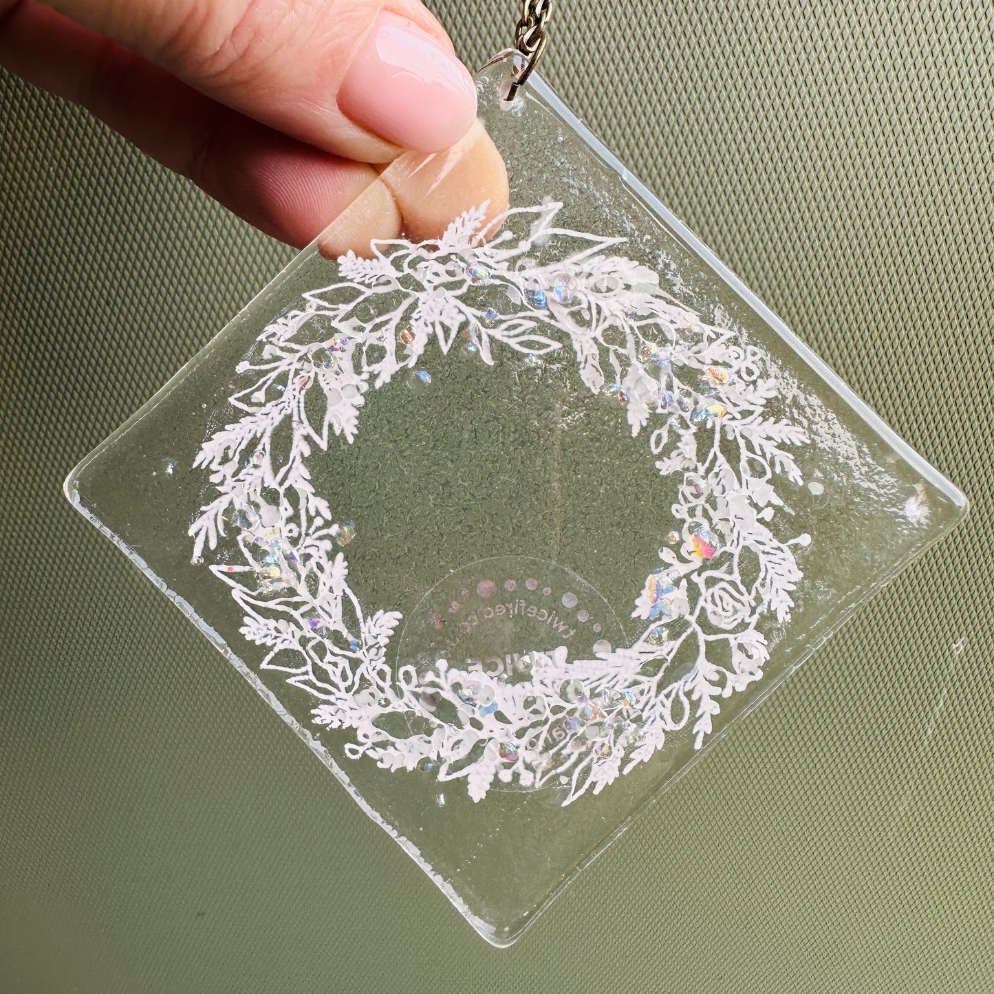 SALE Christmas white sparkle wreath hanger