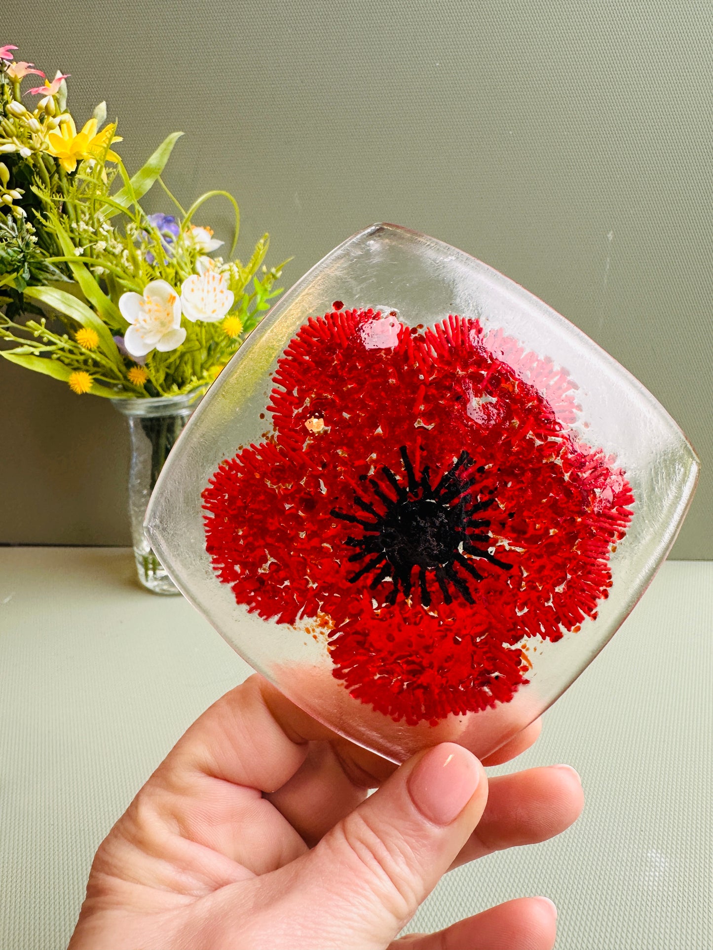 SALE Square poppy bowl
