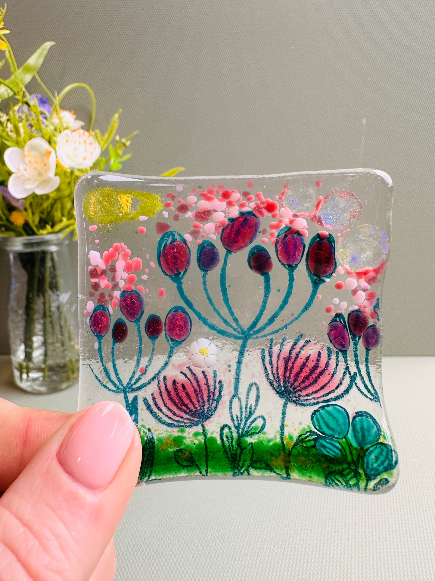 SALE Pink Summer Meadow Jewellery Dish