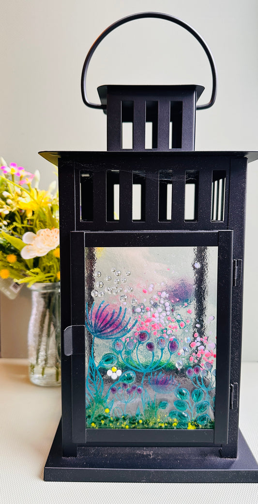 SALE Pink Summer Meadow double sided lantern