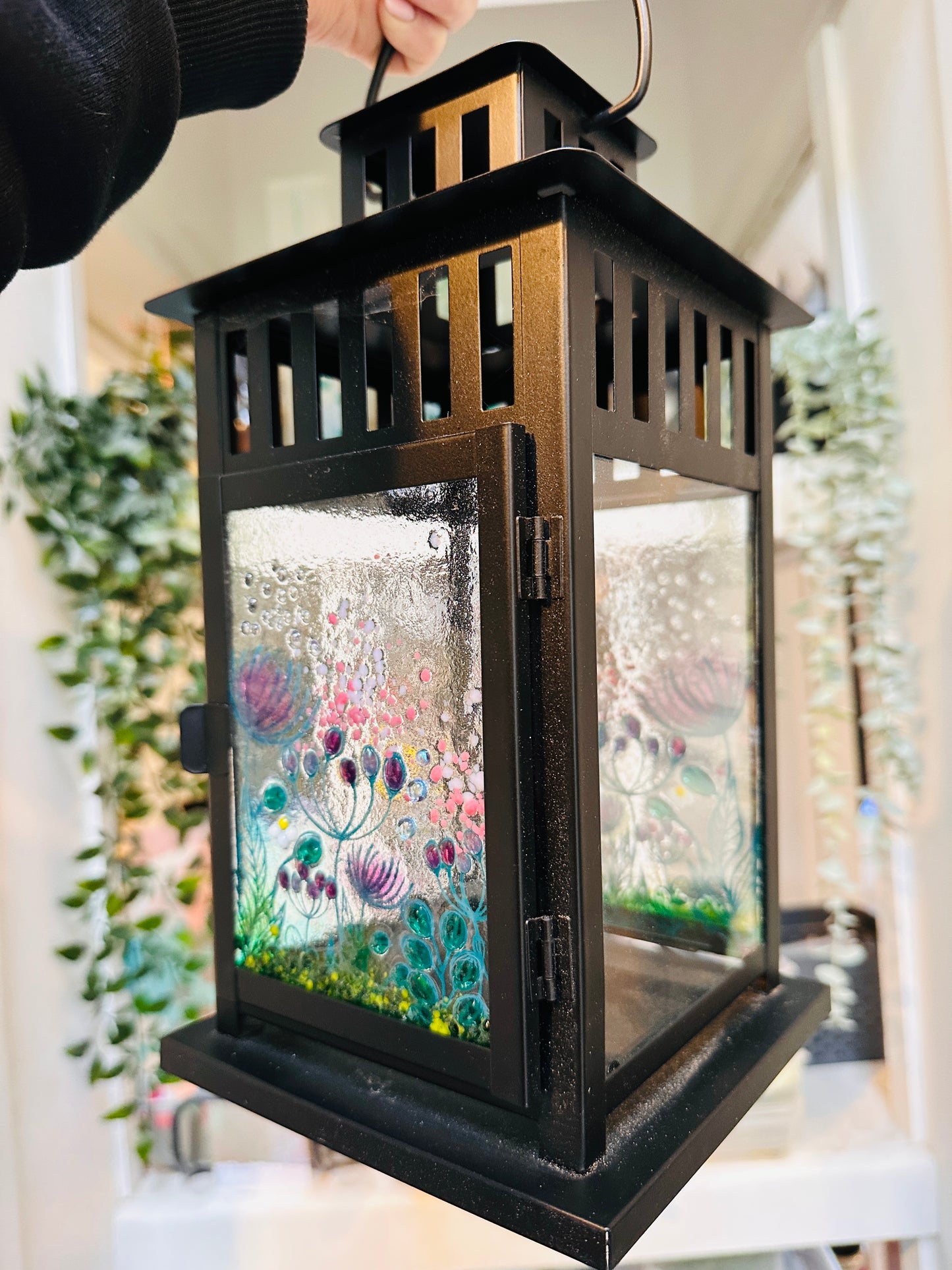 SALE Pink Summer Meadow double sided lantern