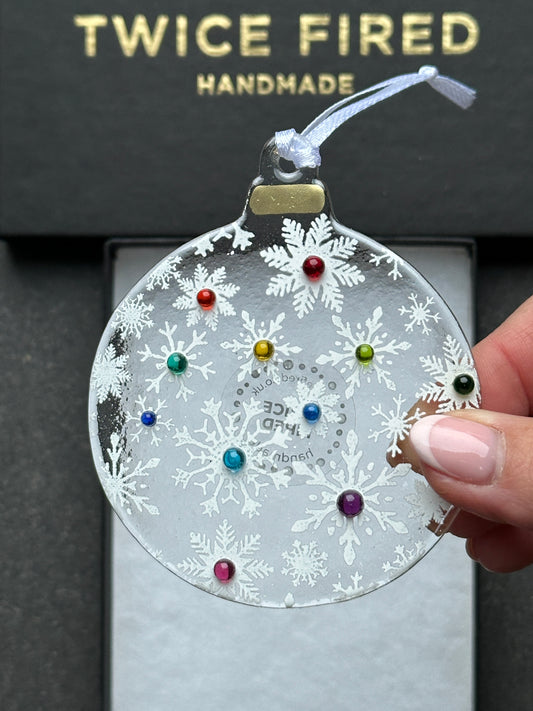 SALE Christmas white snowflake multi wreath bauble