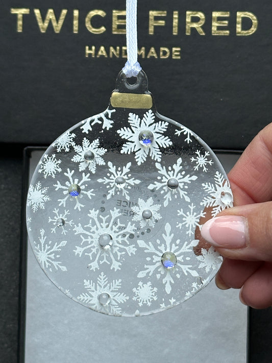 SALE Christmas white snowflake clear wreath bauble